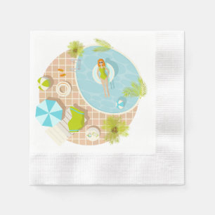 Swimming pool party girl in bikini summer beach napkin