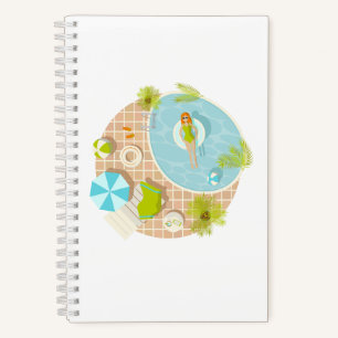 Swimming pool party girl in bikini summer beach  notebook