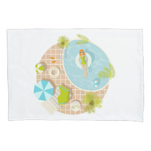 Swimming pool party girl in bikini summer beach  pillowcase