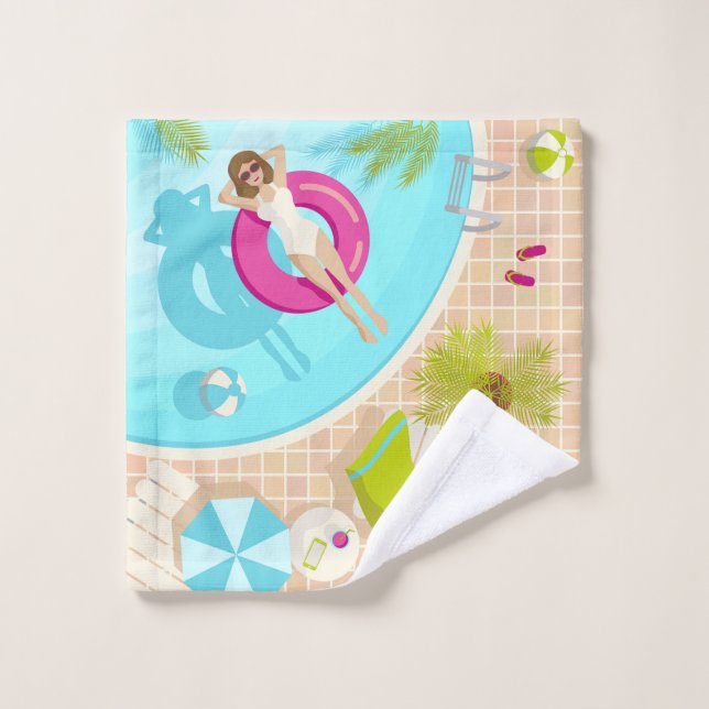 Swimming pool party girl in bikini summer beach  wash cloth (Wash Cloth)