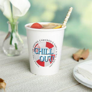 Swimming Pool Party red blue Chill out Custom Paper Cups