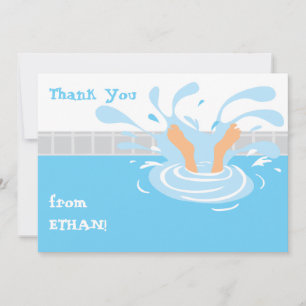 Swimming pool party thank you note card