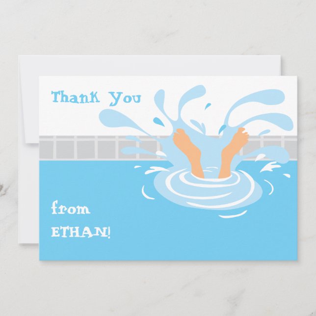 Swimming pool party thank you note note card (Front)