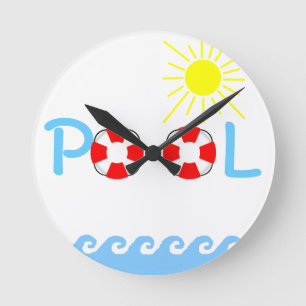 Swimming Pool Round Clock
