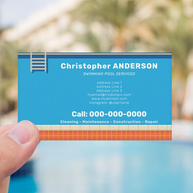 Swimming Pool Services Business Card (Swimming Pool Services Business Card)