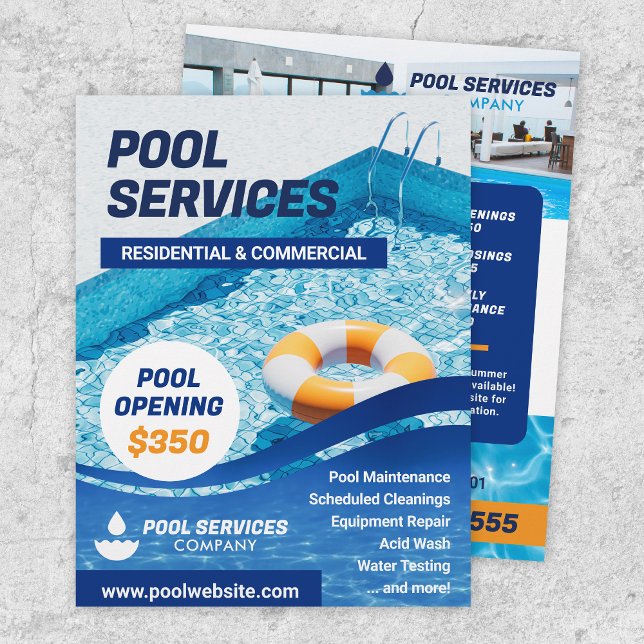 Swimming Pool Services Company Flyer Template (Creator Uploaded)