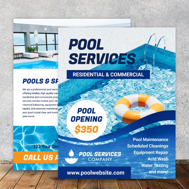 Swimming Pool Services Company Flyer Template (Creator Uploaded)