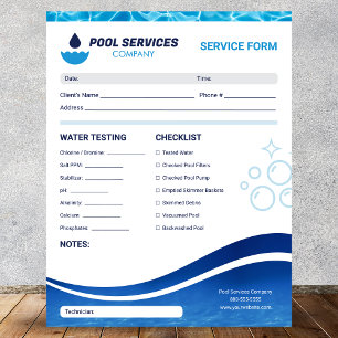Swimming Pool Services   Maintenance Service Form Notepad