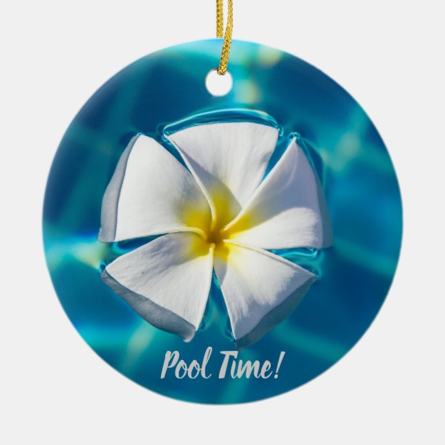 Swimming Pool Sparkling Water with Flower gift Ceramic Ornament (Front)
