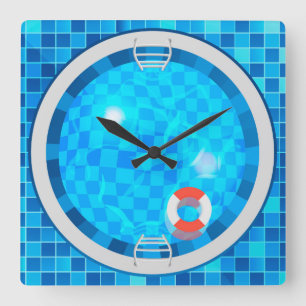 Swimming Pool Suare Wall Clock