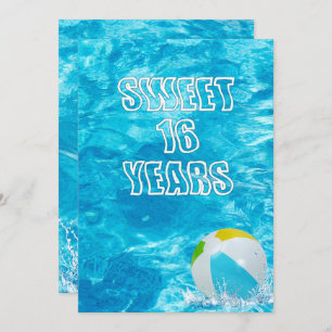 Swimming Pool Sweet 16 Birthday Party Invite