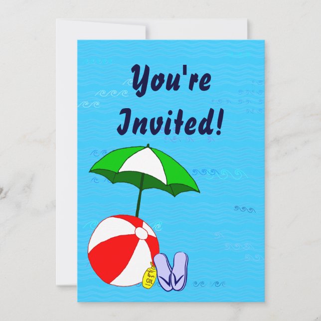 Swimming Pool Theme Custom Party Invitations (Front)