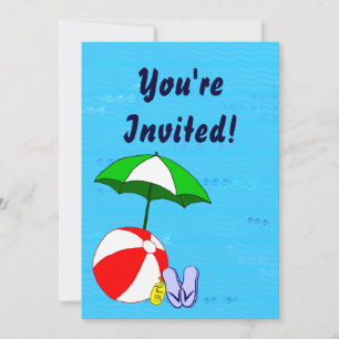 Swimming Pool Theme Custom Party Invitations