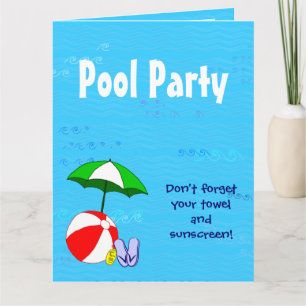 Swimming Pool Theme Custom Party Invitations