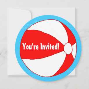 Swimming Pool Theme Custom Round Party Invitations