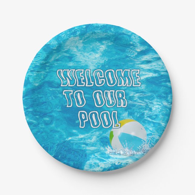 Swimming Pool Welcome Paper Plate (Front)