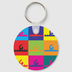 Swimming Pop Art Key Ring