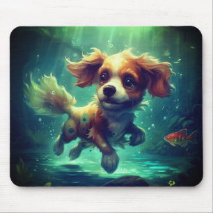 Swimming Puppy Mouse Pad