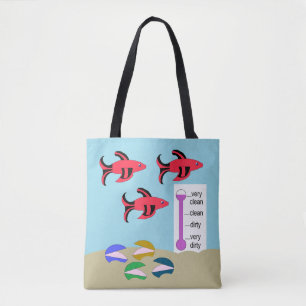 Swimming Red and Black Fish with Clams Tote Bag