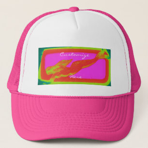 swimming red mermaid trucker hat