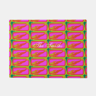 swimming red mermaids pink doormat