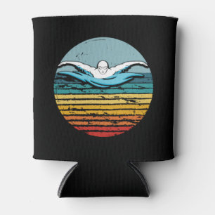 Swimming Retro Vintage Circle 80s Swim Can Cooler