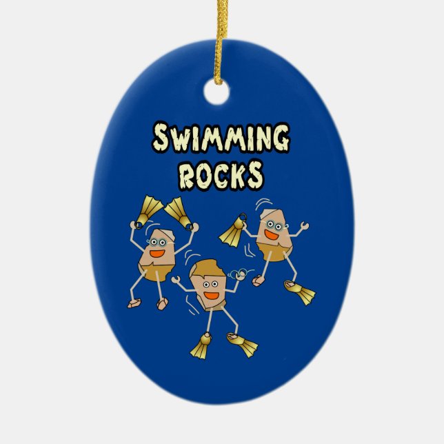 Swimming Rocks Ceramic Ornament (Front)