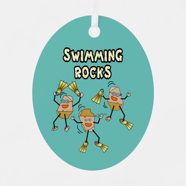 Swimming Rocks Metal Tree Decoration (Front)
