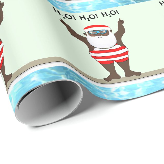 Swimming Santa Christmas Wrapping Paper (Roll Corner)