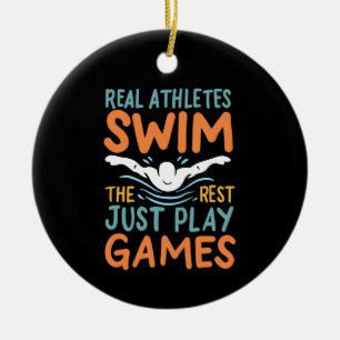 Swimming Saying Ceramic Ornament