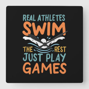 Swimming Saying Square Wall Clock