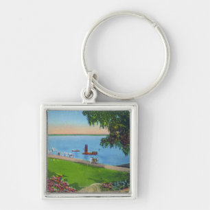 Swimming Scene at Cayuga Lake State Park Key Ring