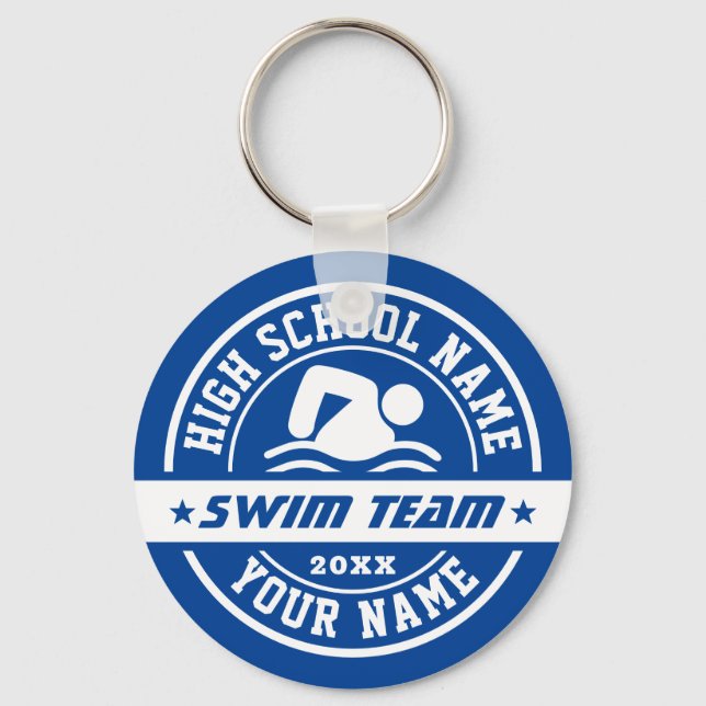 Swimming School Swim Team Personalize Text Key Ring (Front)