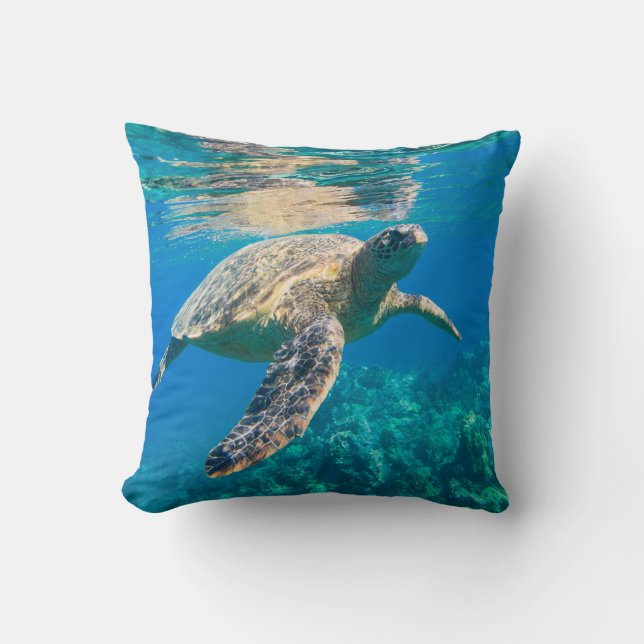 Swimming Sea Turtle Cushion (Front)