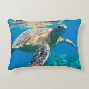 Swimming Sea Turtle Decorative Cushion