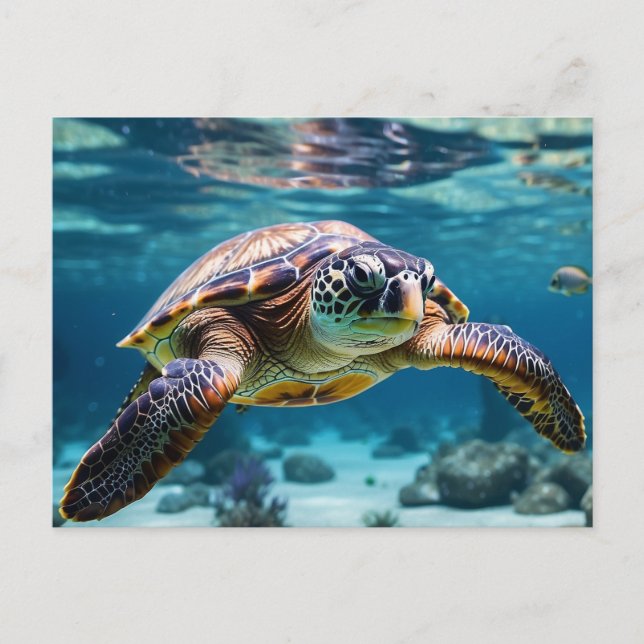 Swimming Sea Turtle in the Ocean Postcard (Front)