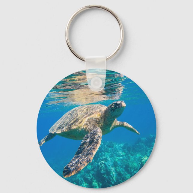 Swimming Sea Turtle Key Ring (Front)