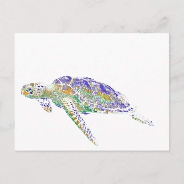 Swimming Sea Turtle Modern Art Postcard (Front)