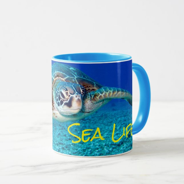Swimming Sea Turtle Mug (Front Right)