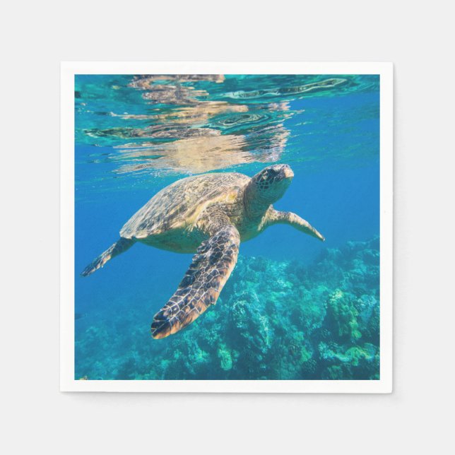 Swimming Sea Turtle Napkin (Front)