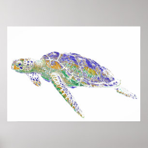 Swimming Sea Turtle Poster