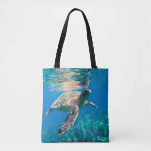 Swimming Sea Turtle Tote Bag