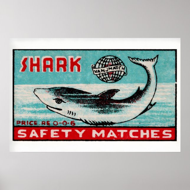 Swimming Shark - Matchbox Print - Aesthetic Wall (Front)