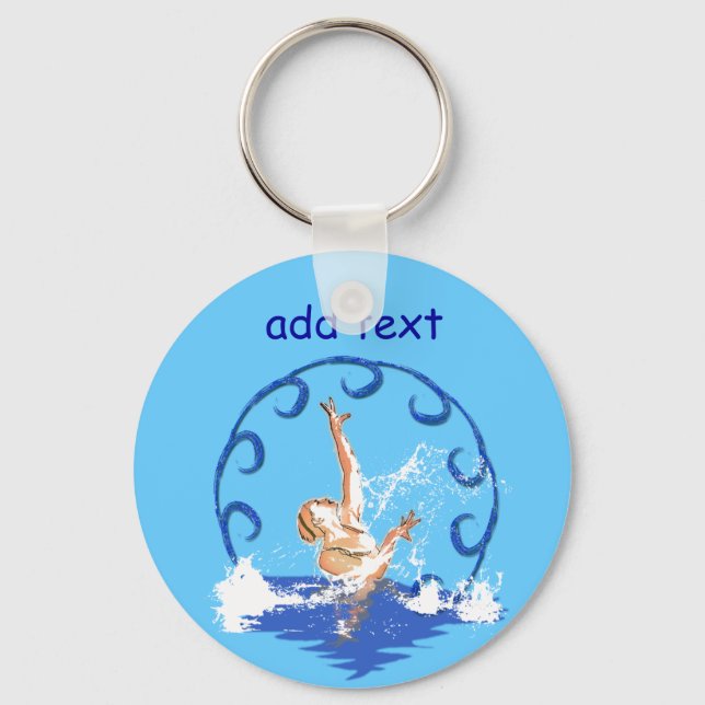 swimming sirene custom text key ring (Front)