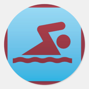 swimming sport classic round sticker