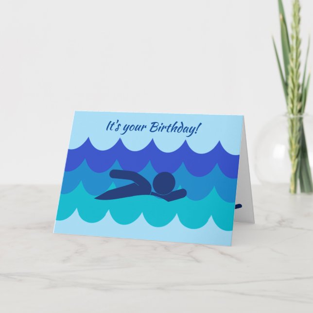 Swimming Sports Design Birthday Card (Front)