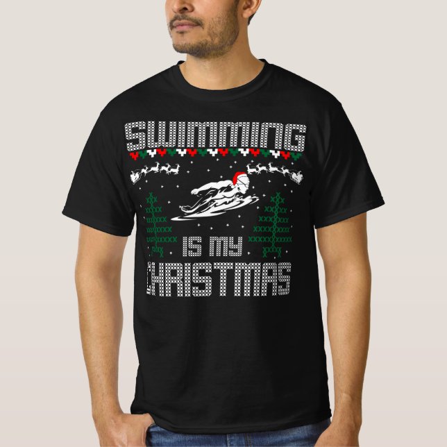 Swimming Sports Outdoors Is My Christmas Gift T-Shirt (Front)
