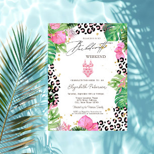  Swimming Suits Palm Hibiscus Bachelorette Party Invitation
