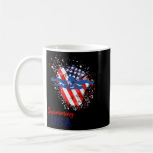 Swimming Support Team Flag Usa Pool Swimmer Coffee Mug