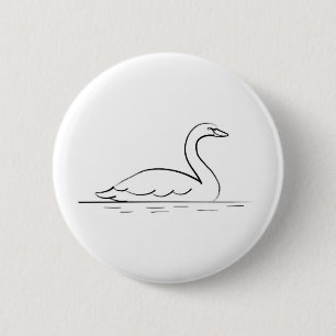 Swimming Swan 6 Cm Round Badge